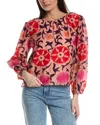 Velvet By Graham & Spencer Fraser Silk-blend Blouse In Pink