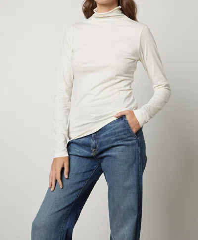 Velvet By Graham & Spencer Gauzy Whisper Fitted Mock Neck Tee In Moon In Multi