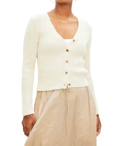 Velvet By Graham & Spencer Hydie Button Front Cardigan In Cream In Beige