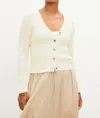 Velvet By Graham & Spencer Hydie Textured Cotton Cardigan In Cream In White