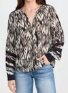Velvet By Graham & Spencer Beatrice V-neck Blouse In Black/ecru In Multi