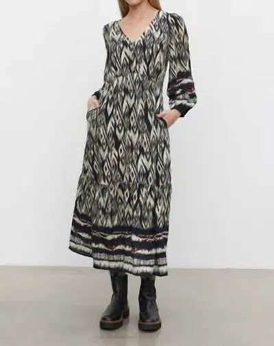 Velvet By Graham & Spencer Ikat Catherine Dress In Black/ecru In Multi