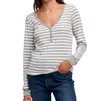 Velvet By Graham & Spencer Joni Henley Top In Grey In Grey