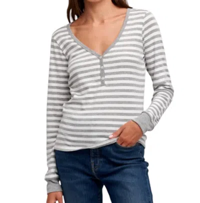 Velvet By Graham & Spencer Joni Henley Top In Grey