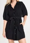 Velvet By Graham & Spencer Stevie Linen Shirtdress In Black