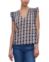 VELVET BY GRAHAM & SPENCER KANDRA FLUTTER SLEEVE TOP IN NAVY