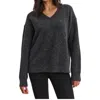 Velvet By Graham & Spencer Kelsa Sweater In Charcoal In Pink