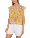 Velvet By Graham & Spencer Kenzie Printed Flutter Sleeve Top In Purple