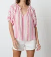 Velvet By Graham & Spencer Kimmy Boho Raglan Top In Pink Multi In Pink