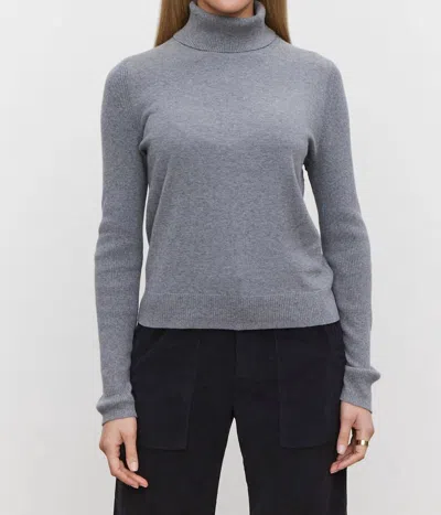 Velvet By Graham & Spencer Korie Lux Turtleneck Sweater In Medium Heather Grey