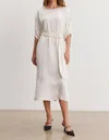 Velvet By Graham & Spencer Womens Ribbed Knit Calf Midi Dress In White