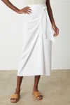 Velvet By Graham & Spencer Leena Cotton Tie Front Skirt In White In White