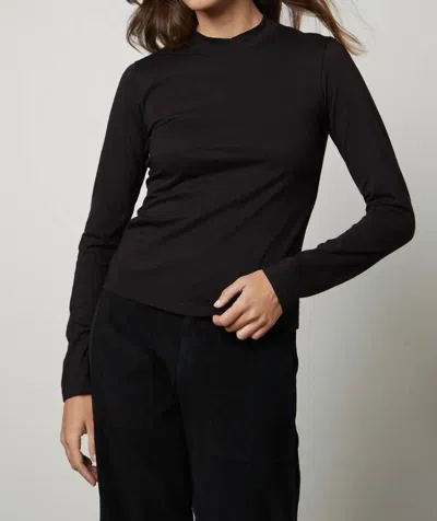 Velvet By Graham & Spencer Linny Mock Neck Tee In Black