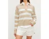 VELVET BY GRAHAM & SPENCER LUCIE COTTON CASHMERE SWEATER IN SABLE/MILK