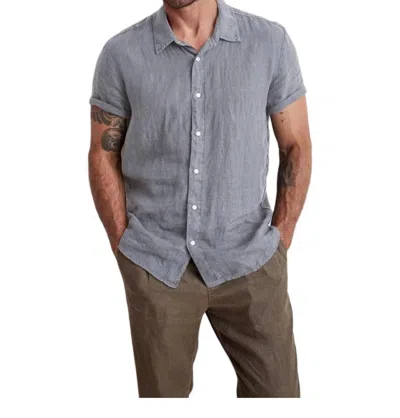 Velvet By Graham & Spencer Mackie Linen Button Up Shirt In Dolphin In Multi