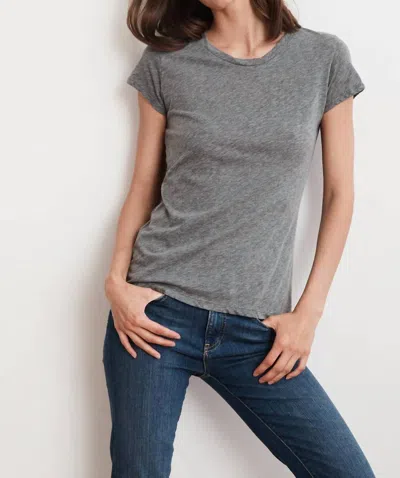 Velvet By Graham & Spencer Odelia Cotton Slub Crew Neck Tee In Grey In Gray