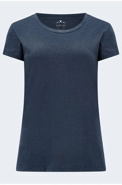 Velvet By Graham & Spencer Odelia T-shirt In Crater In Navy
