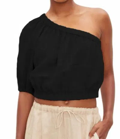 Velvet By Graham & Spencer One Shoulder Crop Top In Black