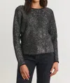 Velvet By Graham & Spencer Opaline Tiny Sequin Top In Black In Black