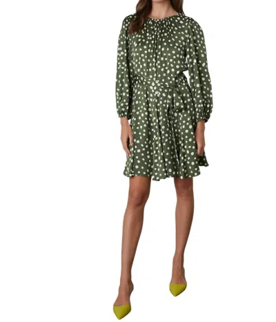 Velvet By Graham & Spencer Polka Dot Kenia Dress In Olive Green