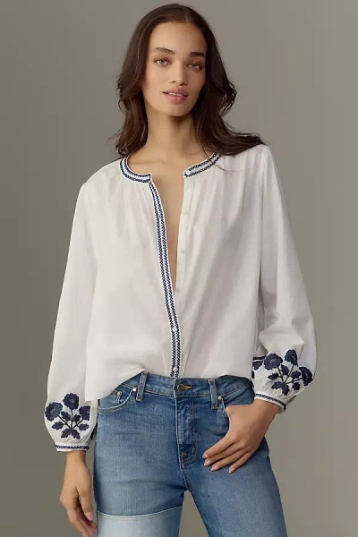 Velvet By Graham & Spencer Rahwa Long-sleeve Blouse In White