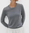 Velvet By Graham & Spencer Roxy Lux Crewneck Sweater In Medium Heather Grey In Grey