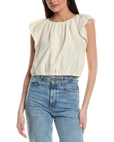 VELVET BY GRAHAM & SPENCER RUFFLE SLEEVE SILK-BLEND BLOUSE