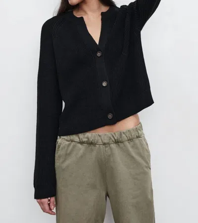 Velvet By Graham & Spencer Monet V-neck Cardigan In Charcoal In Black