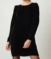 Velvet By Graham & Spencer Sheath With Puff Sleeves In Black In Black