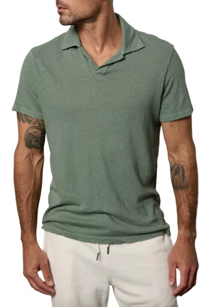 Velvet By Graham & Spencer Short Sleeved Beck Terry Polo In Green