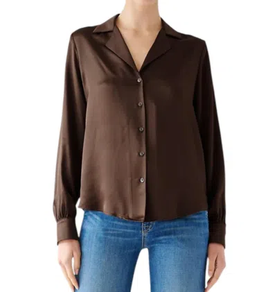 Velvet By Graham & Spencer Soho Silk Blouse In Chocolate In Gold