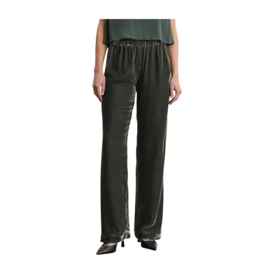 Velvet By Graham & Spencer Sorine Silk Velvet Straight Leg Pants In Marsh In Multi