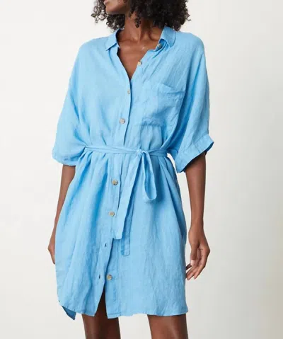 Velvet By Graham & Spencer Stevie Linen Shirt Dress In Splash In Blue