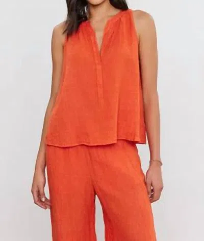 Velvet By Graham & Spencer Tacy Linen Top In Paprika In Red