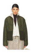 Velvet By Graham & Spencer Tasha Reversible Puffer Sherpa Jacket In Army