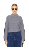 Velvet By Graham & Spencer Teagan Pullover In Heather Grey & Navy