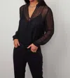 Velvet By Graham & Spencer Tomei L/s Peasant Top In Black In Black