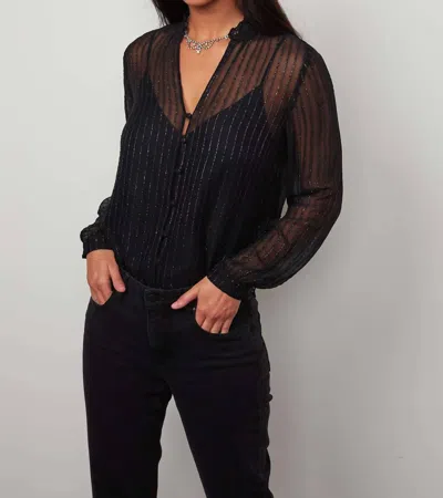 Velvet By Graham & Spencer Tomei L/s Peasant Top In Black