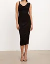 VELVET BY GRAHAM & SPENCER TWIST STRAP FIFI MIDI DRESS IN BLACK