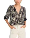 Velvet By Graham & Spencer Beatrice V-neck Blouse In Black/ecru In Black/ecru
