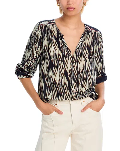 Velvet By Graham & Spencer Beatrice V-neck Blouse In Black/ecru