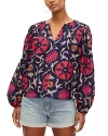 Velvet By Graham & Spencer Fraser Printed Silk Cotton Voile Top In Twilight In Twilight Multi