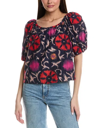 VELVET BY GRAHAM & SPENCER VELVET BY GRAHAM & SPENCER BUBBLE SLEEVE SILK-BLEND TOP