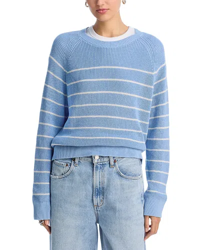Velvet By Graham & Spencer Chayse Long Sleeve Stripe Sweater In Sky/ivory
