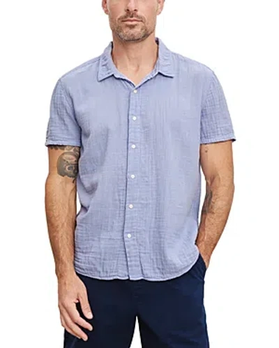Velvet By Graham & Spencer Christian02 Cotton Crepe Button Down Shirt In Blue