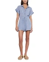 Velvet By Graham & Spencer Womens Linen Button-down Romper In Blue Haze