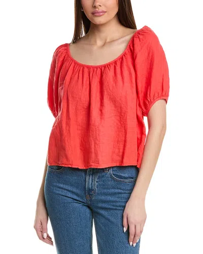 Velvet By Graham & Spencer Dana Linen Blouse In Red