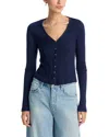Velvet By Graham & Spencer Drew Button Front Cardigan In Navy