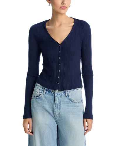 Velvet By Graham & Spencer Drew Button Front Cardigan In Navy