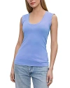 Velvet By Graham & Spencer Womens Solid Cotton Tank Top In Chill
